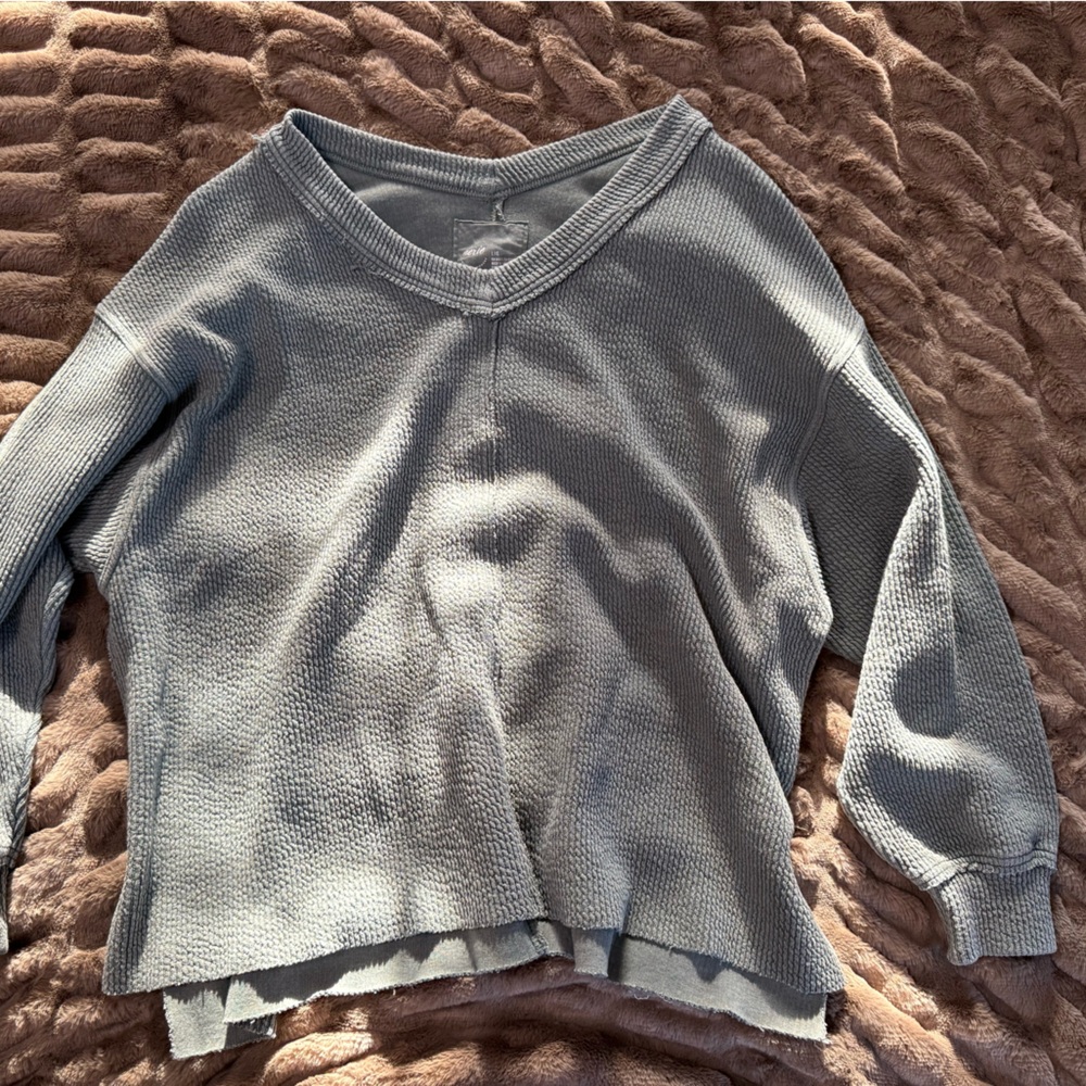 Aerie Textured V Neck Sweatshirt